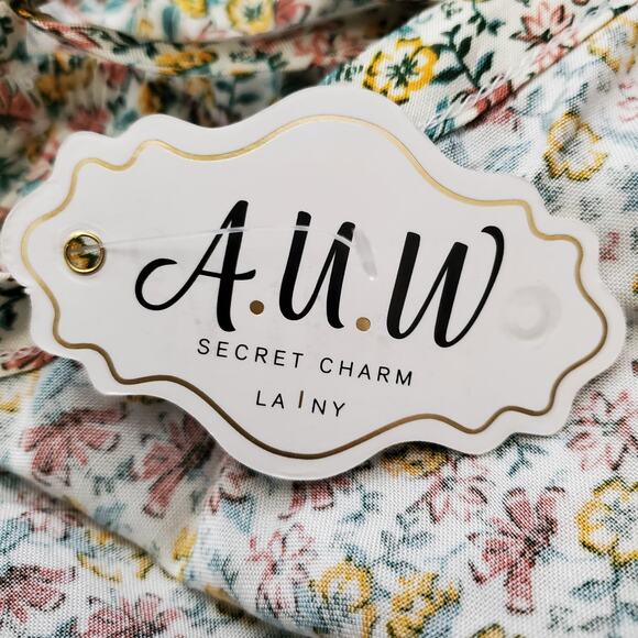 AUW Womens 1X Floral Wrap‎ Dress Deep V Adjustable Straps Lightweight New - Picture 6 of 8